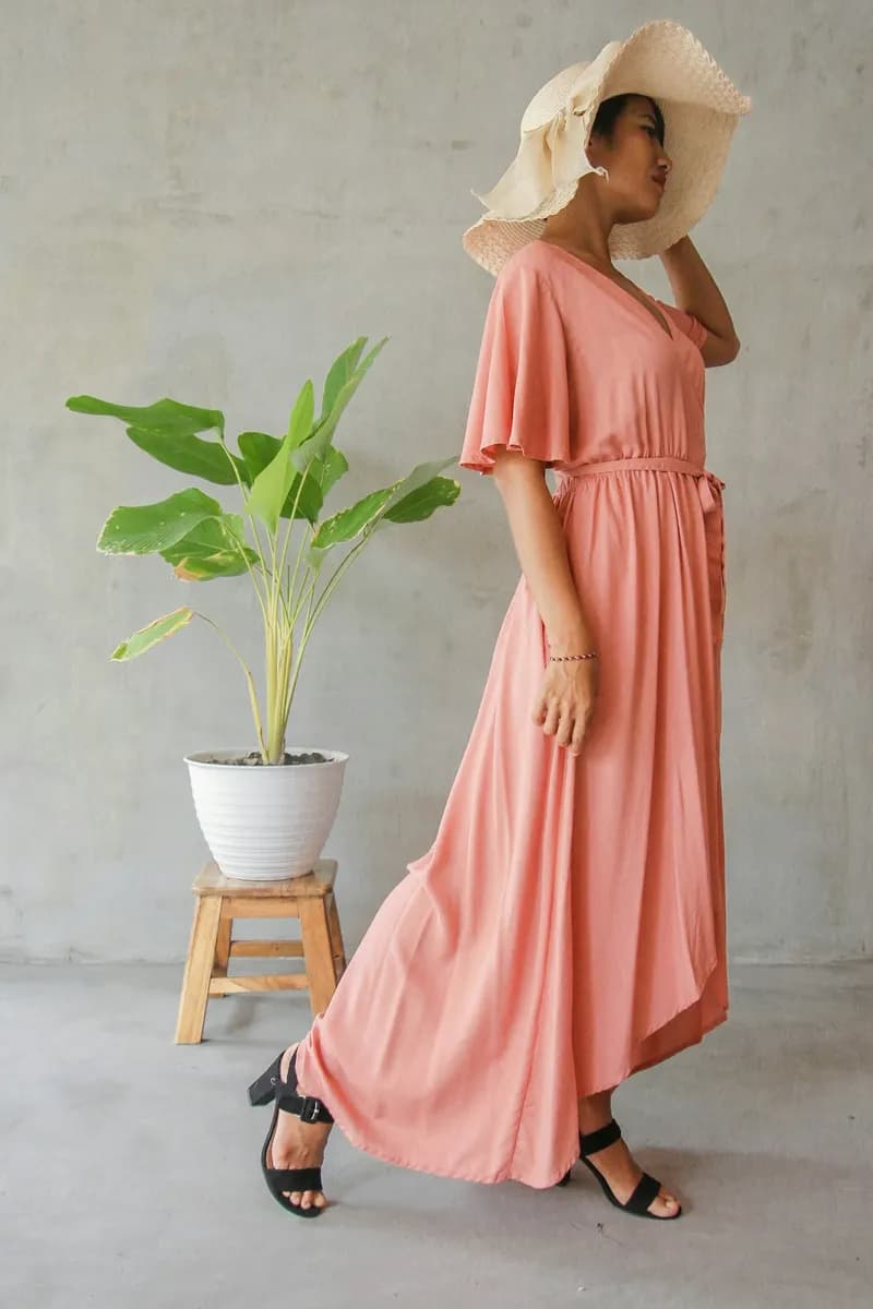 Pleated Chiffon Gown