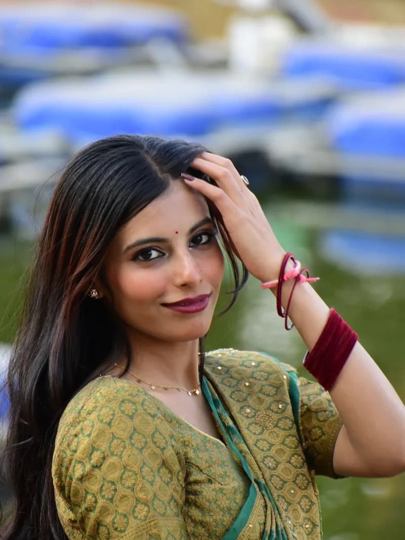 Elbow-Sleeve Cotton Blouse
